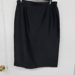 Size 22 W EY Signature Calf Length Black Lined Skirt Women's